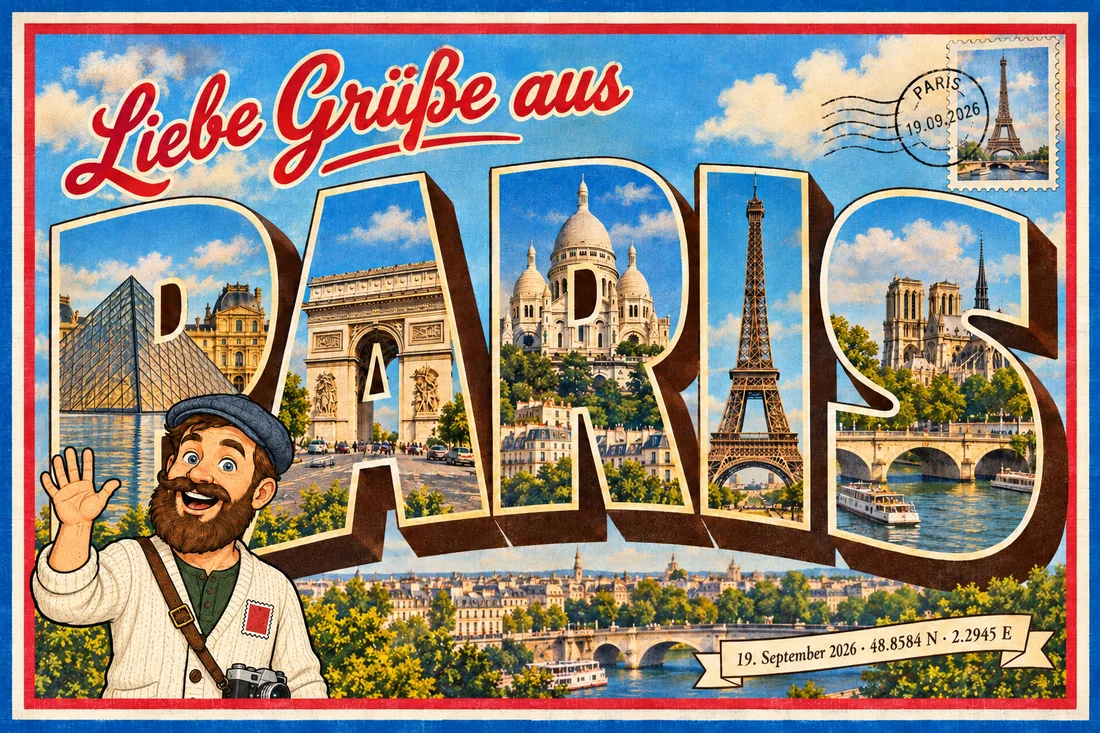 Die Karte von 2026: Paris in großen Buchstaben, bunt